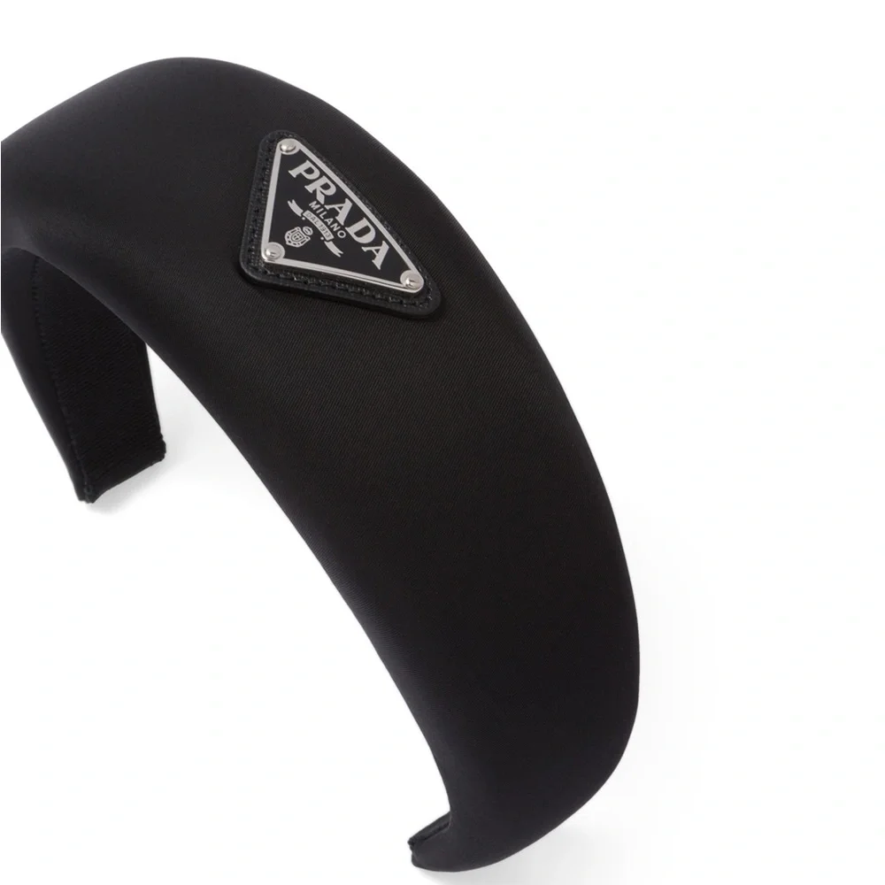 Prada: Re-Nylon Logo 2021 Black Oversized Puffy Headband (NWT) - Picture 10 of 16